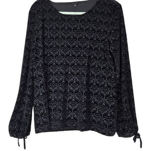 Talbots Womens Size L NWT Elegant Scoop Nexk Black L/Sl Velvet Top